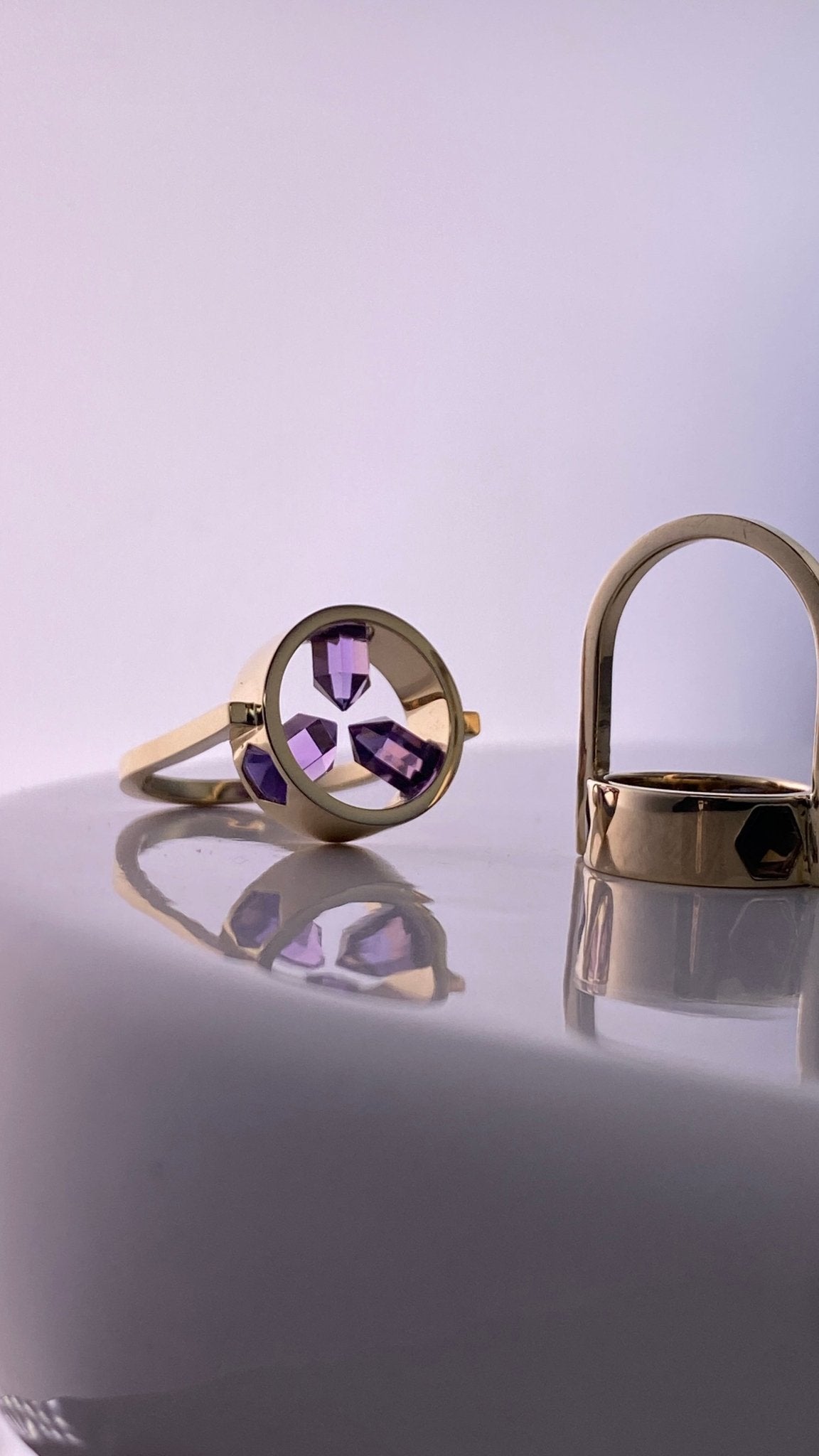 👑 PORTAL - 3 POINT RING IN AMETHYST - Hey Babe LA