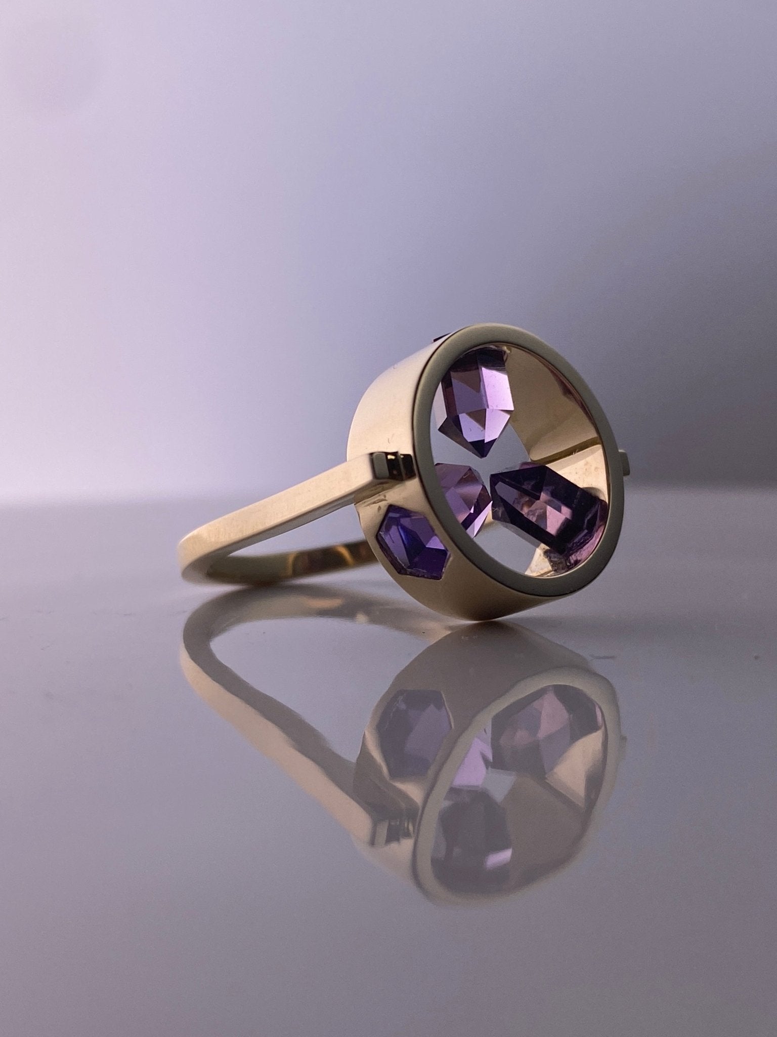 👑 PORTAL - 3 POINT RING IN AMETHYST - Hey Babe LA