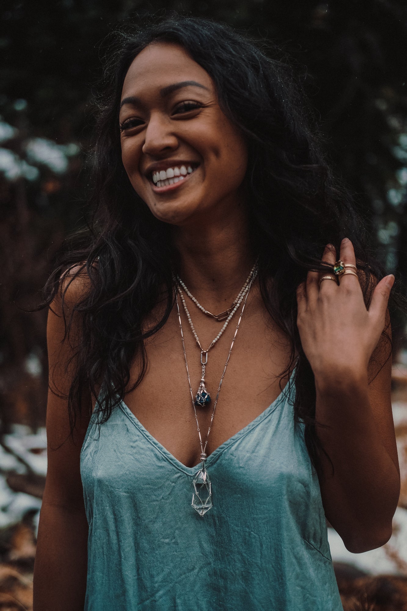SOLID WHITE GOLD PETITE MODULAR PENDANT - Hey Babe LA